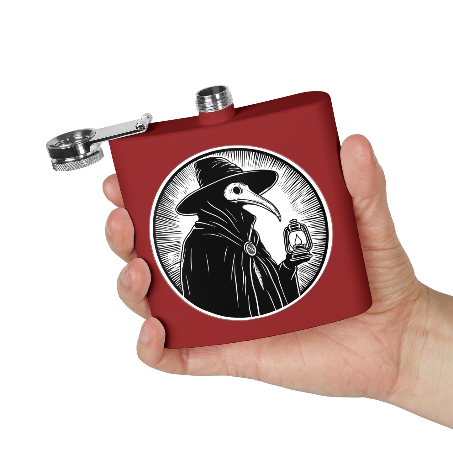Decode The Left Plague Doctor Flask - 6oz Stainless Steel Hip Flask