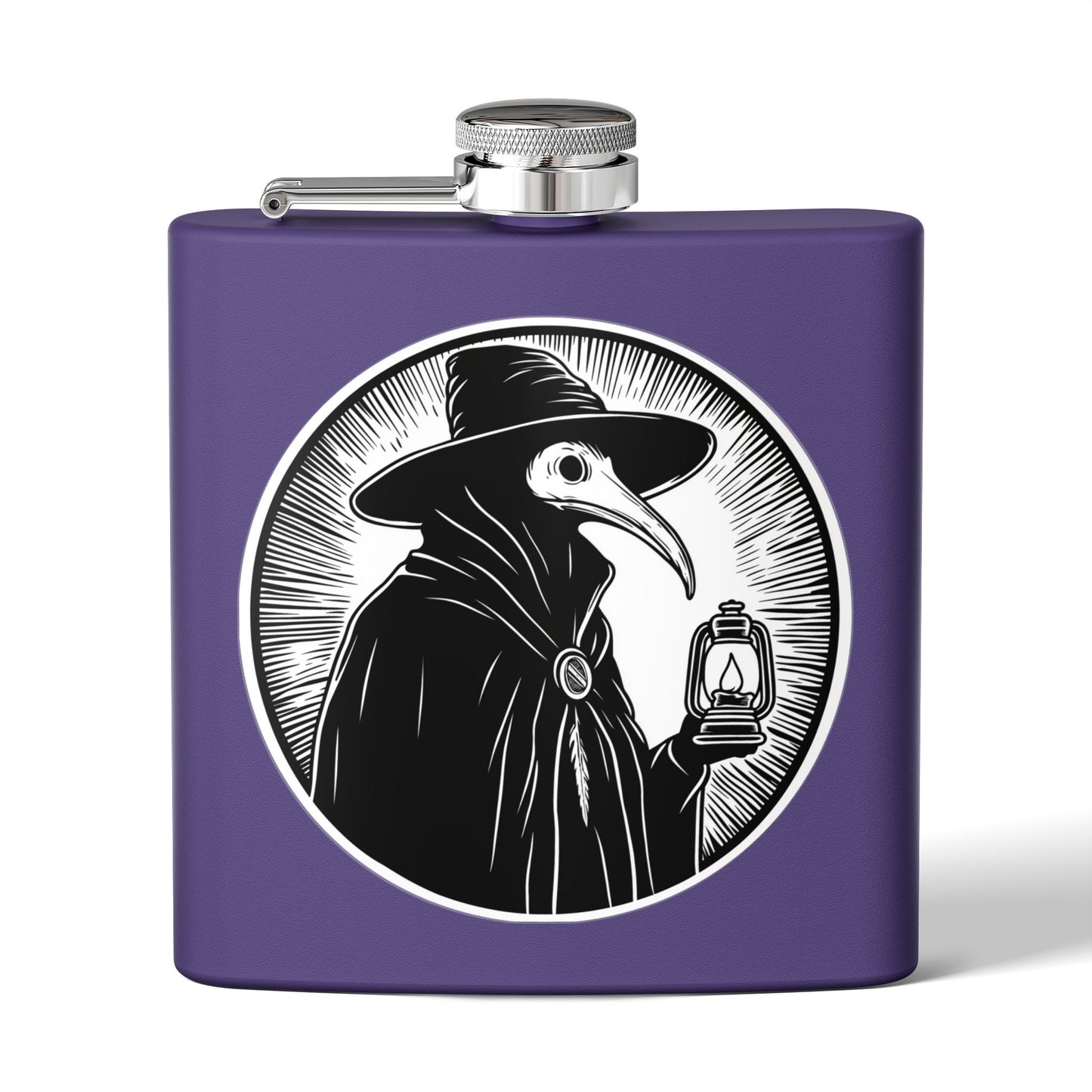 Decode The Left Plague Doctor Flask - 6oz Stainless Steel Hip Flask