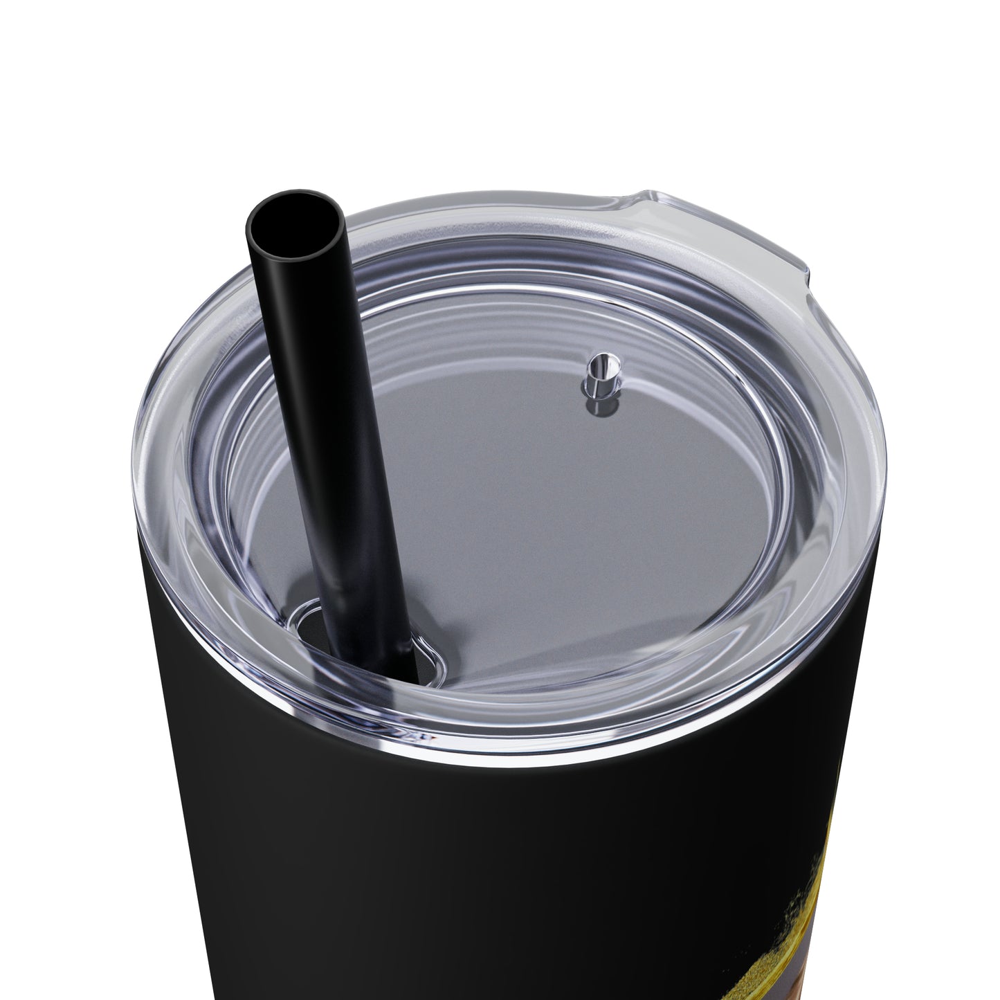 Trump Mug Shot #ResistFascism Skinny Tumbler with Straw, 20oz