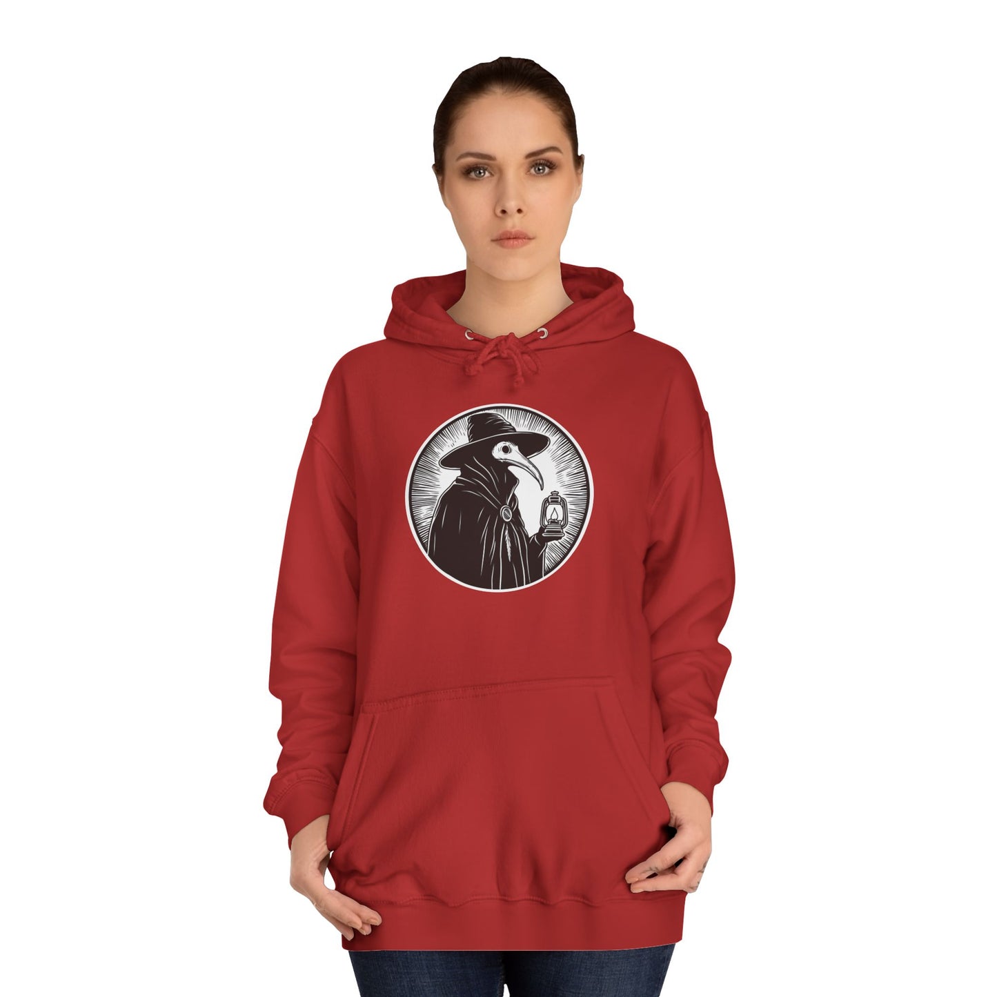 Decode The Left Plague Doctor Unisex College Hoodie