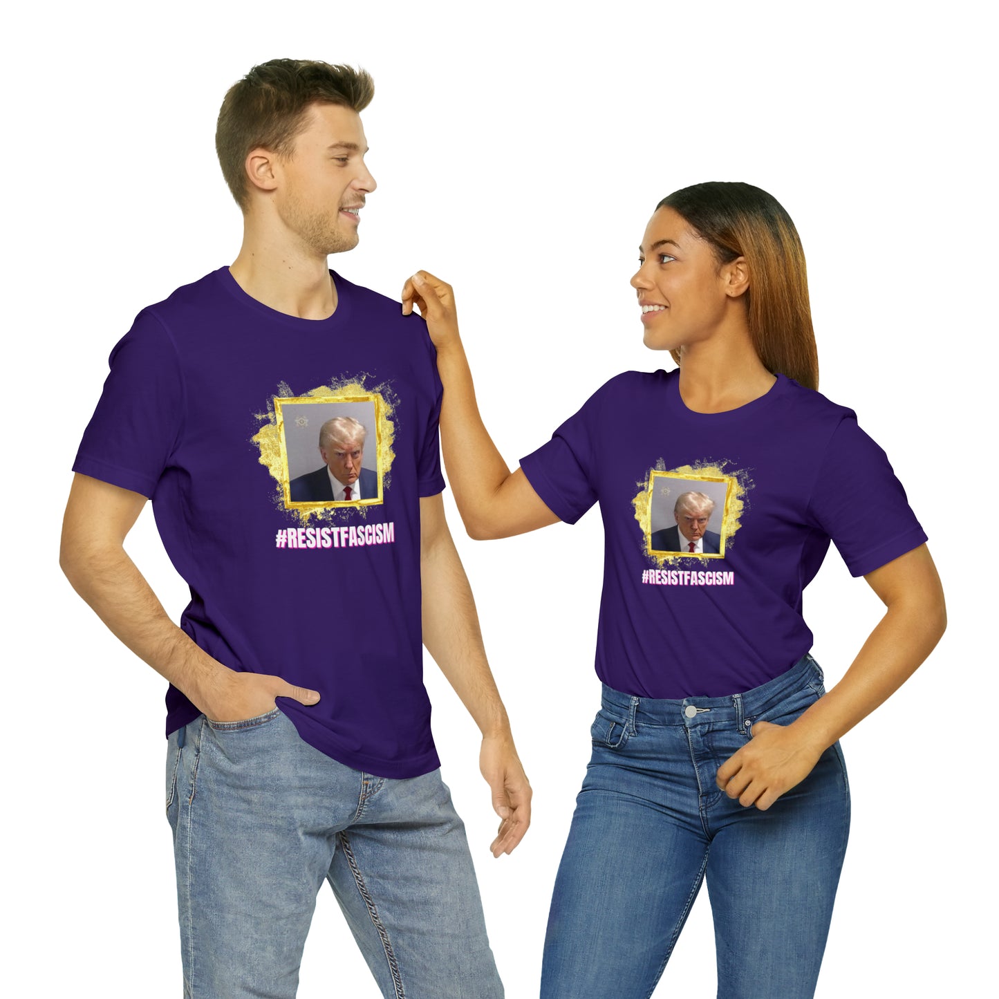 Trump Mug Shot #ResistFascism Unisex Jersey Short Sleeve Tee