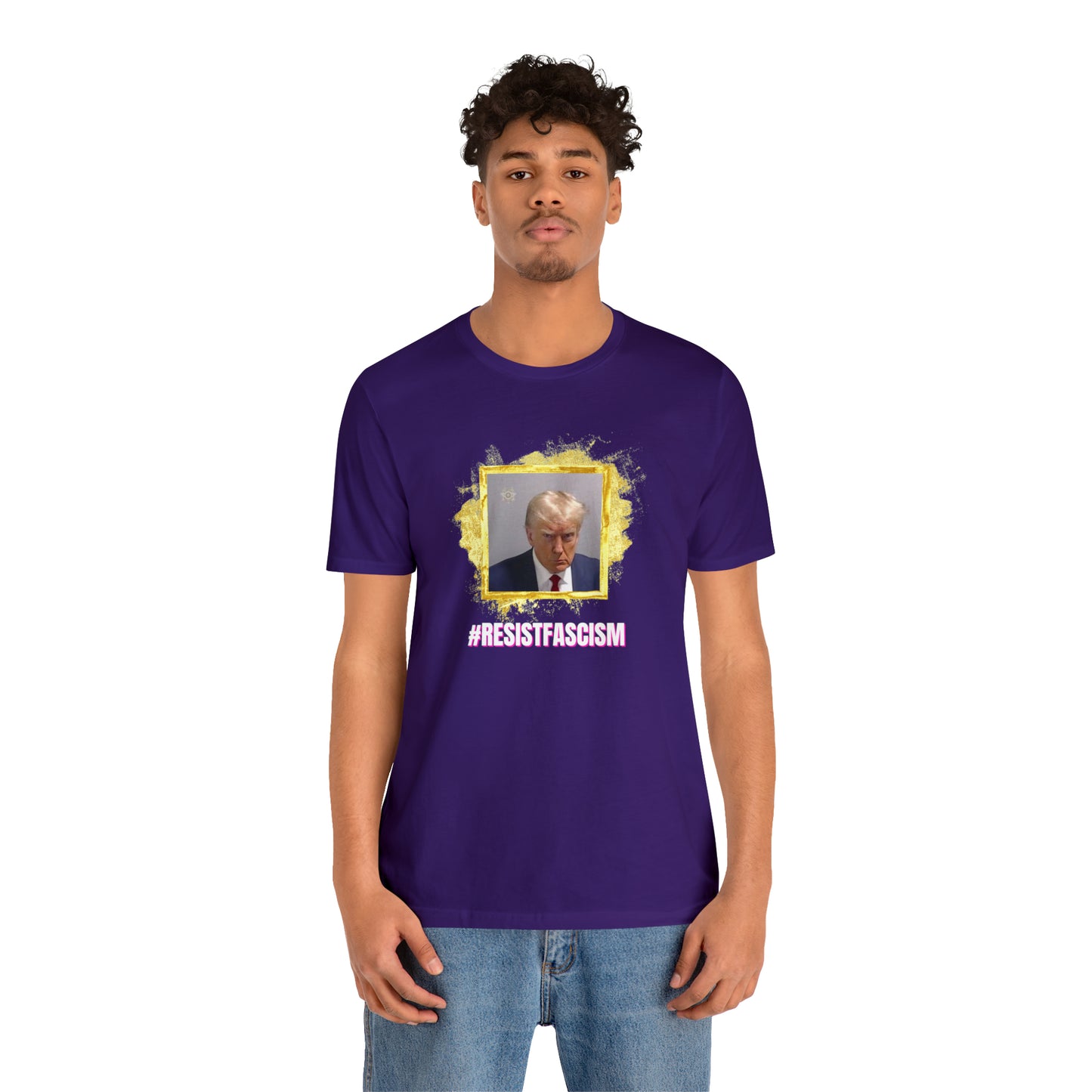 Trump Mug Shot #ResistFascism Unisex Jersey Short Sleeve Tee