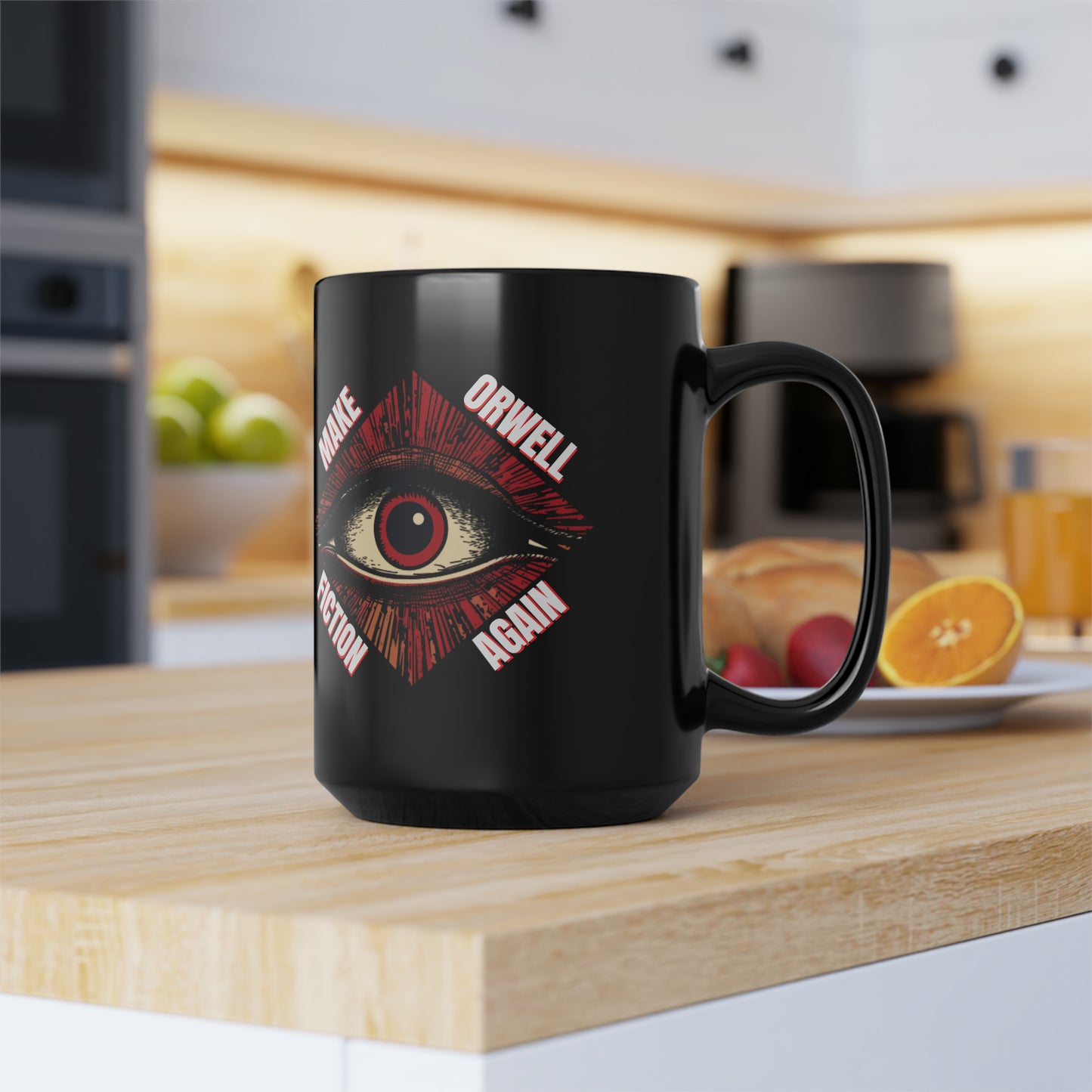 Make Orwell Fiction Again Black Mug, 15oz
