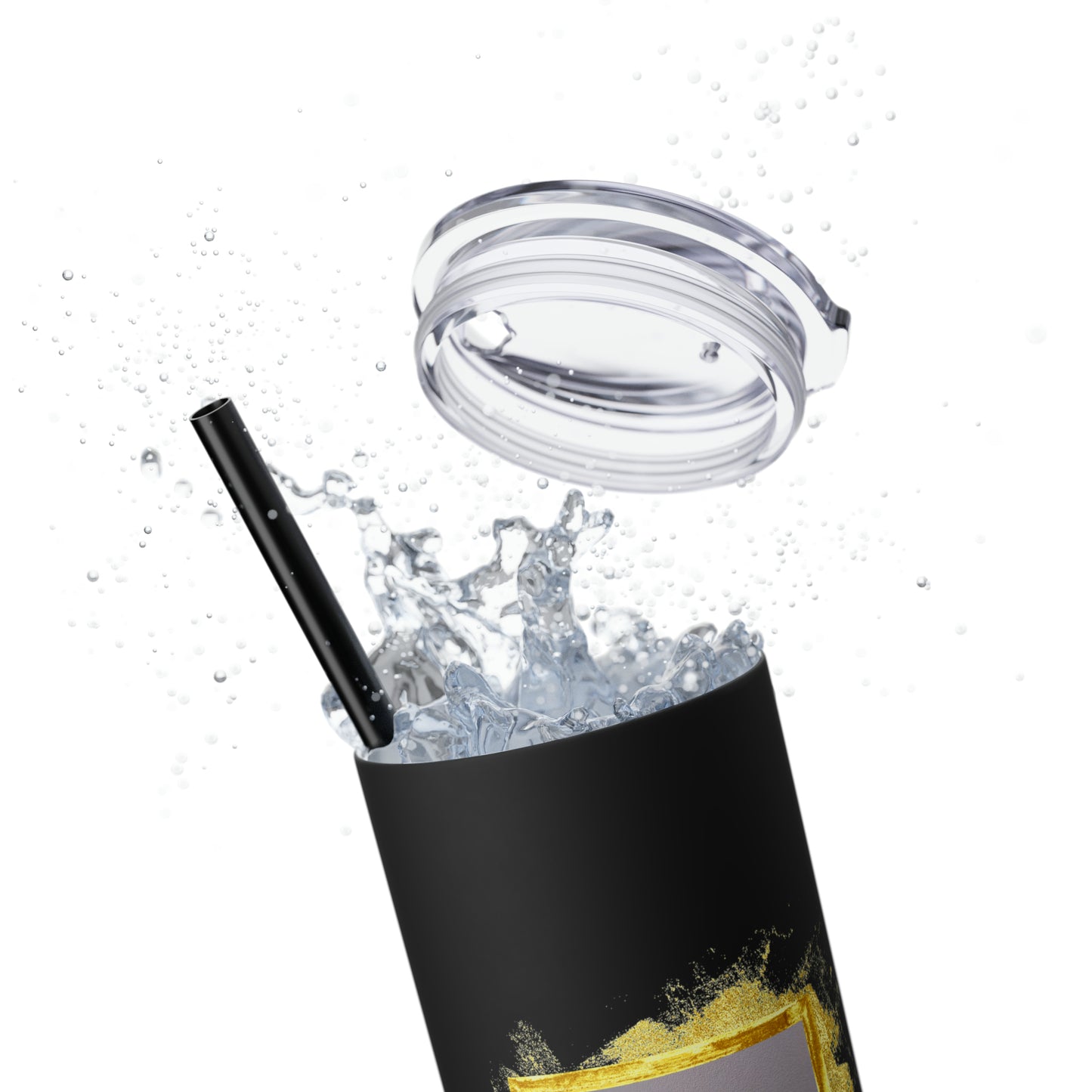 Trump Mug Shot #ResistFascism Skinny Tumbler with Straw, 20oz