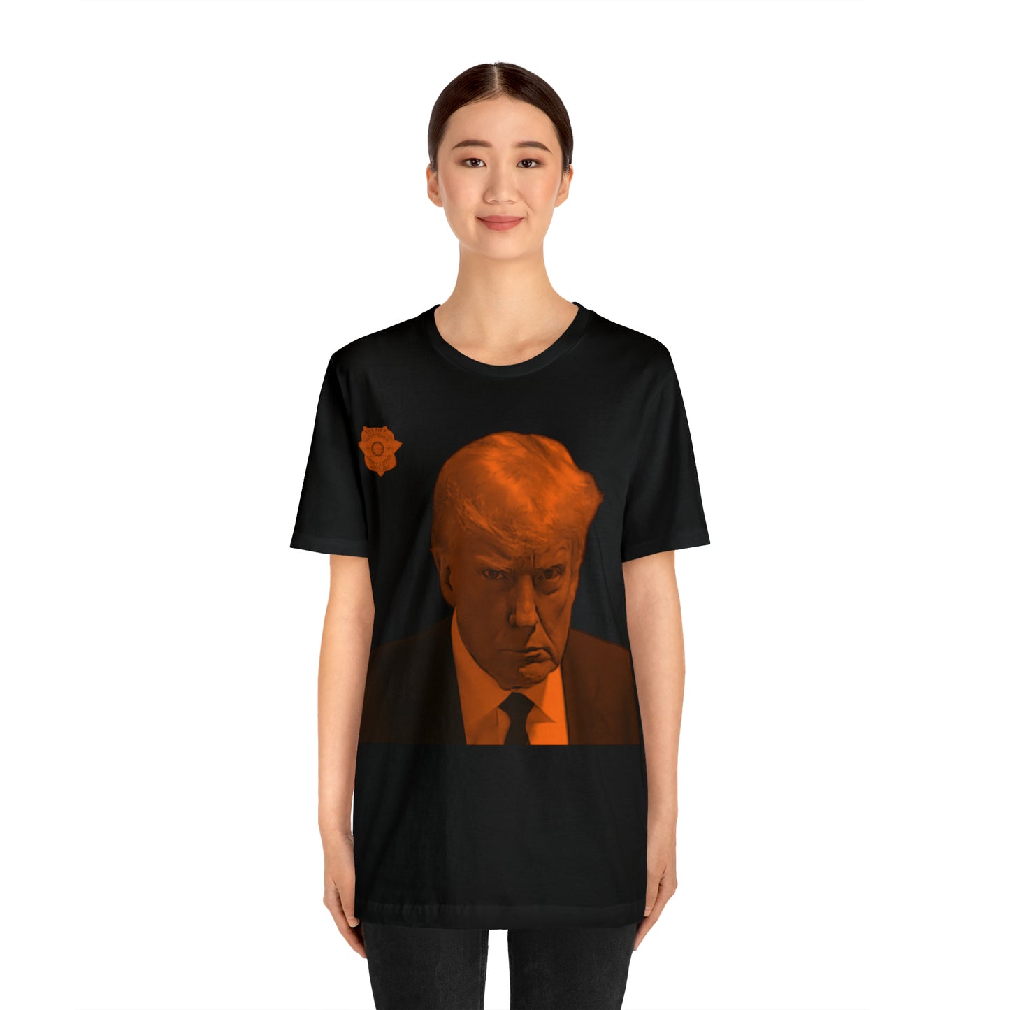 Orange Steel Trump Mug Shot Unisex Jersey Short Sleeve Tee