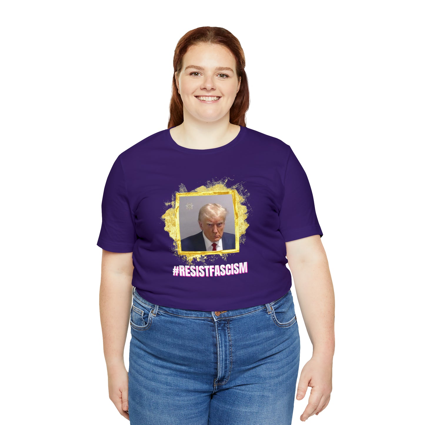Trump Mug Shot #ResistFascism Unisex Jersey Short Sleeve Tee
