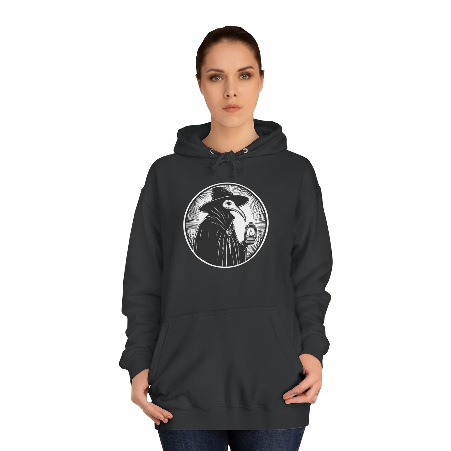 Decode The Left Plague Doctor Unisex College Hoodie