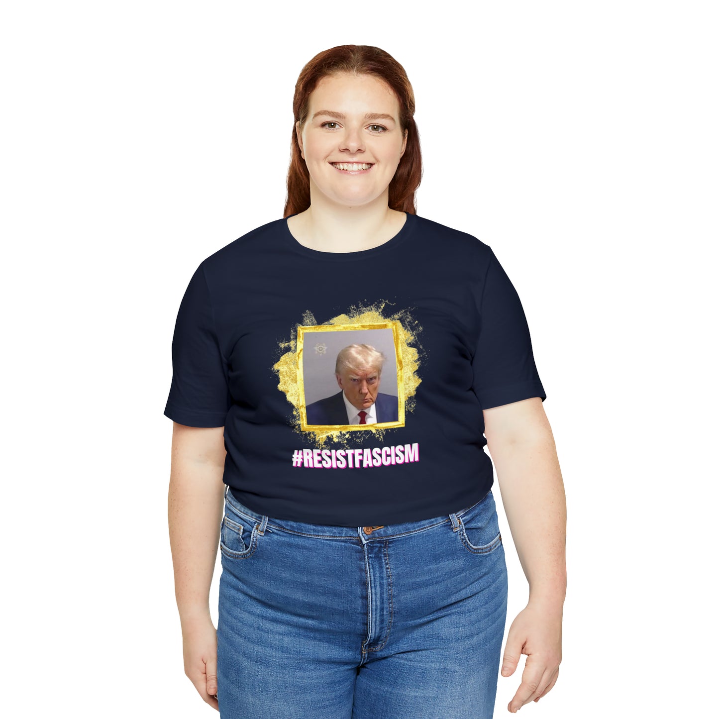 Trump Mug Shot #ResistFascism Unisex Jersey Short Sleeve Tee