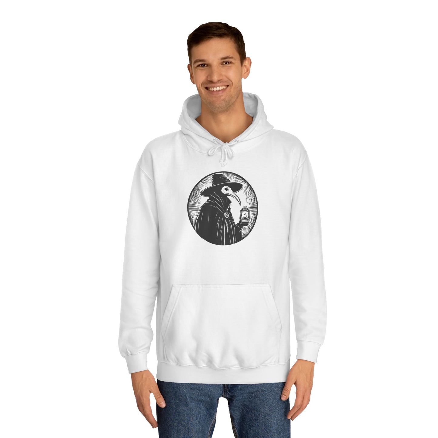 Decode The Left Plague Doctor Unisex College Hoodie
