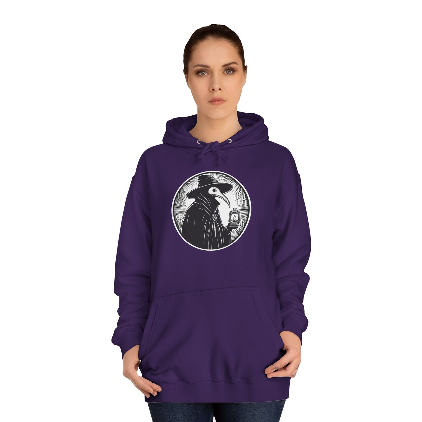 Decode The Left Plague Doctor Unisex College Hoodie