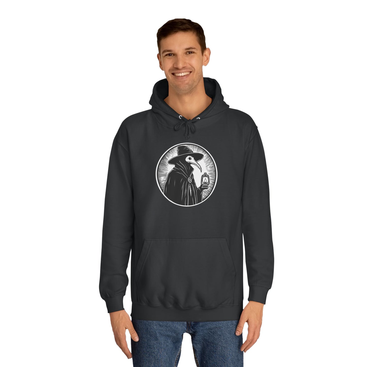 Decode The Left Plague Doctor Unisex College Hoodie
