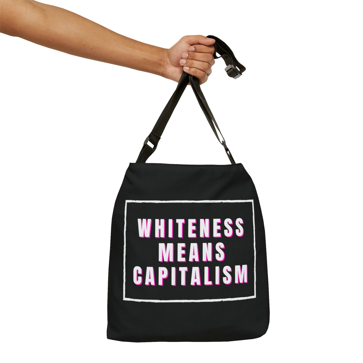 Whiteness Means Capitalism Adjustable Tote Bag (AOP)