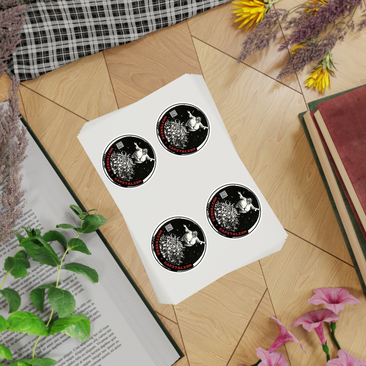 Zine Sticker Sheets Whiteness Means Captialism - 10 Sheet Bundle