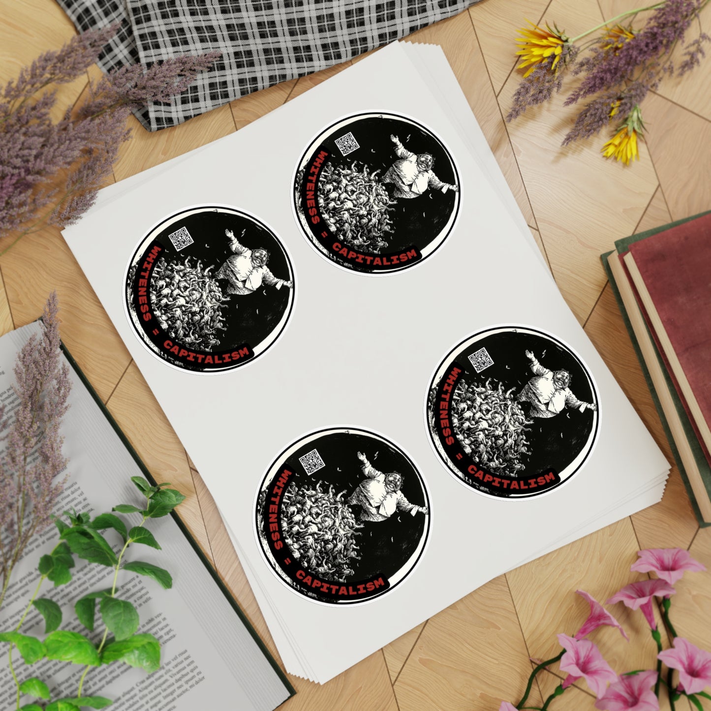 Zine Sticker Sheets Whiteness Means Captialism - 10 Sheet Bundle