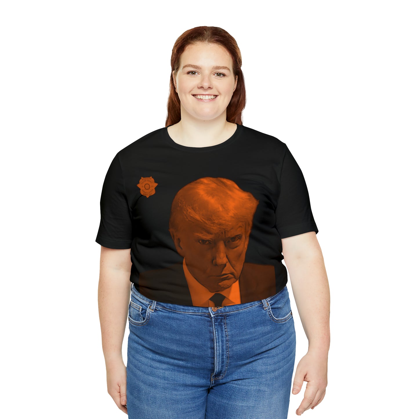 Orange Steel Trump Mug Shot Unisex Jersey Short Sleeve Tee