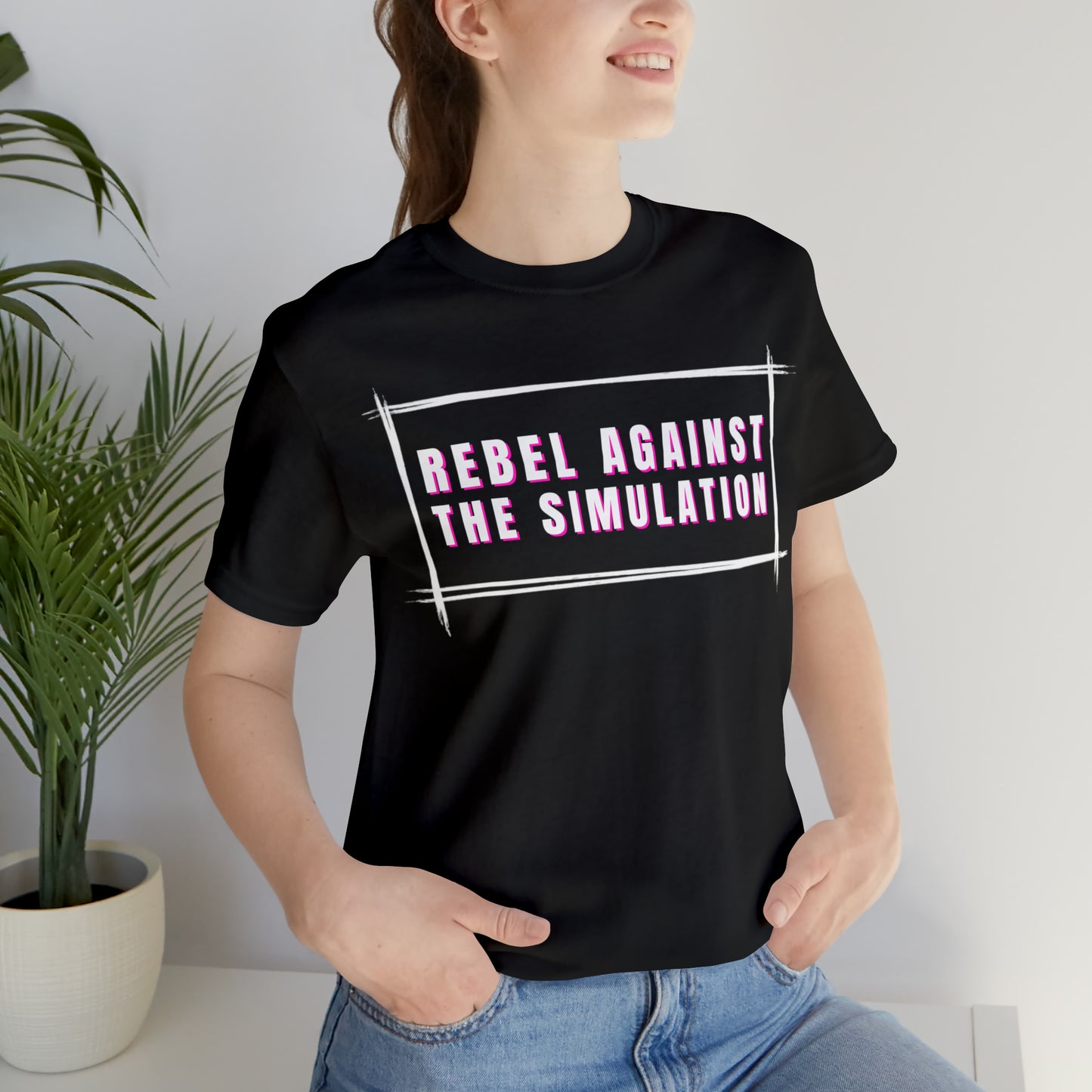 Rebel Against The Simulation Unisex Jersey Short Sleeve Tee