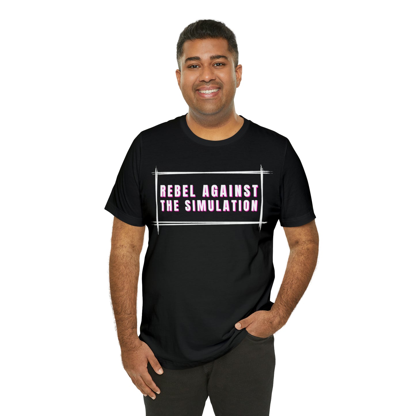 Rebel Against The Simulation Unisex Jersey Short Sleeve Tee