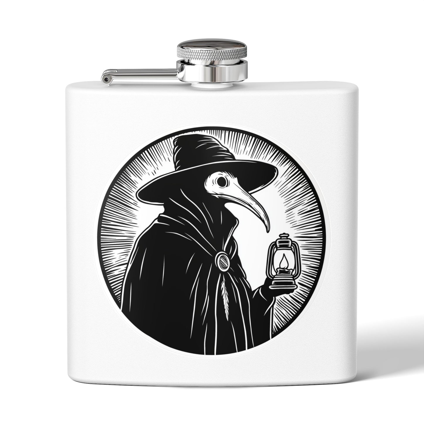Decode The Left Plague Doctor Flask - 6oz Stainless Steel Hip Flask