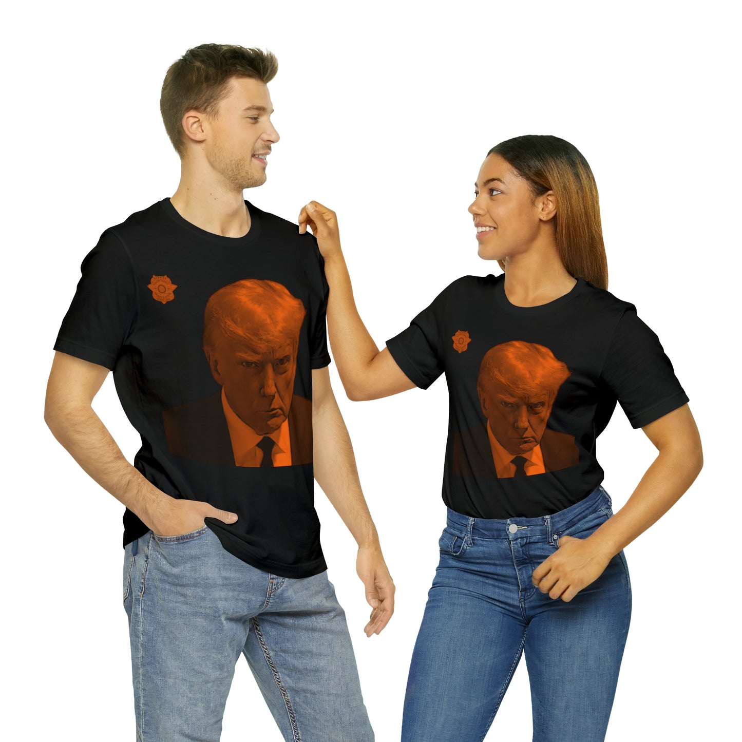 Orange Steel Trump Mug Shot Unisex Jersey Short Sleeve Tee