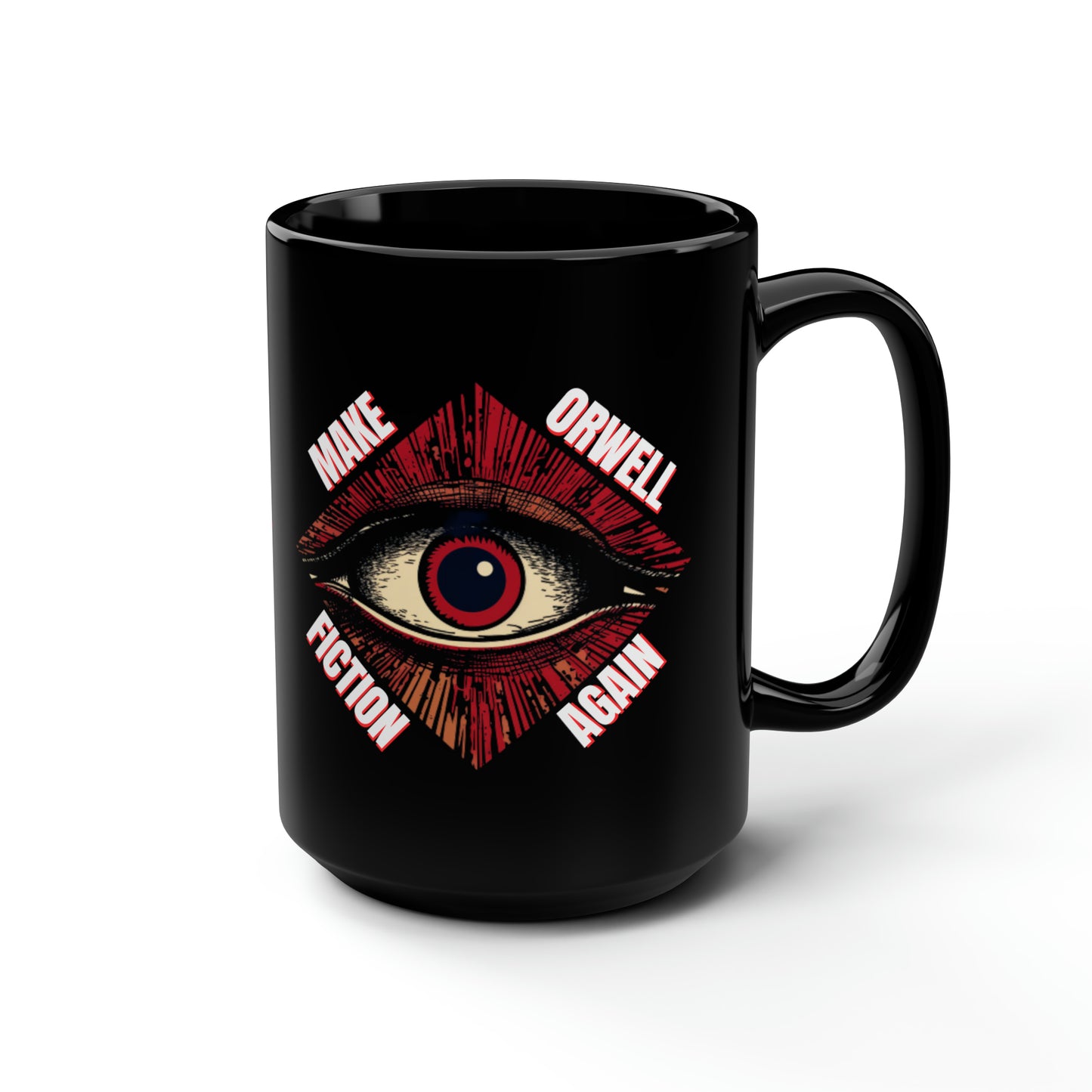 Make Orwell Fiction Again Black Mug, 15oz