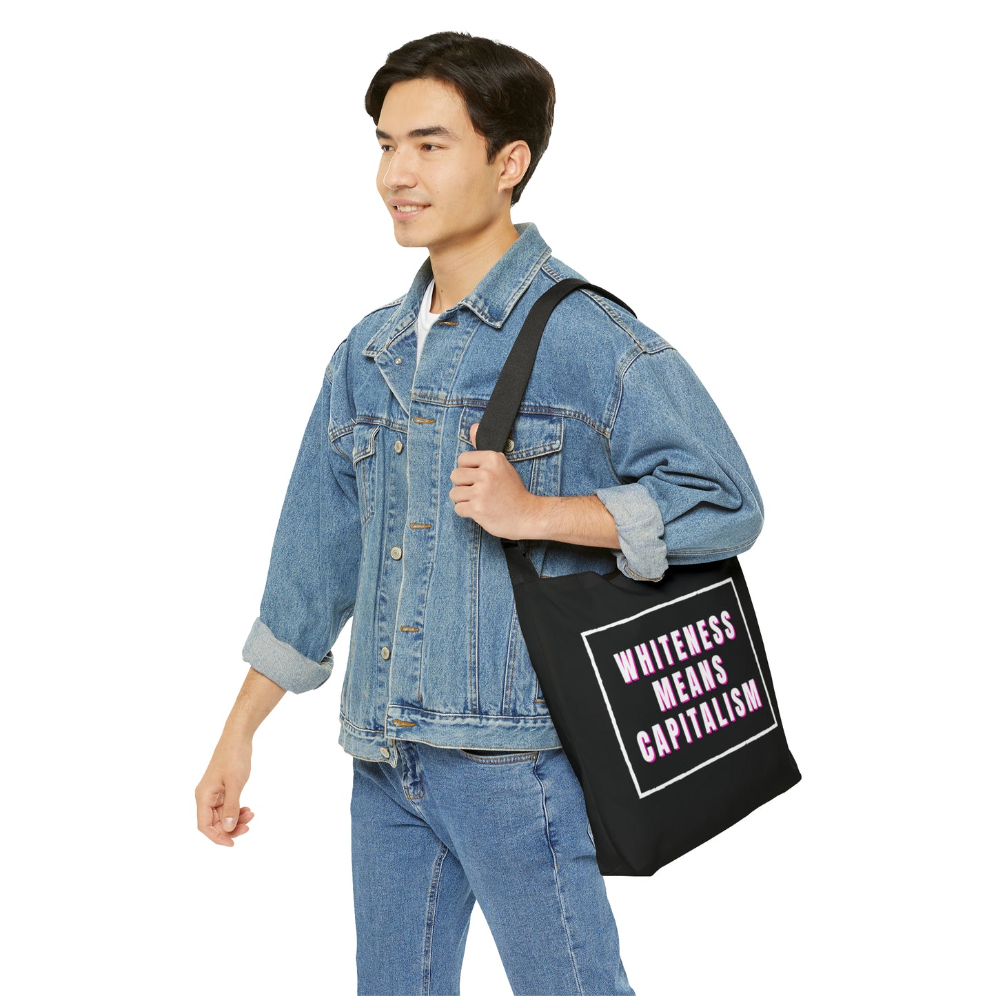 Whiteness Means Capitalism Adjustable Tote Bag (AOP)