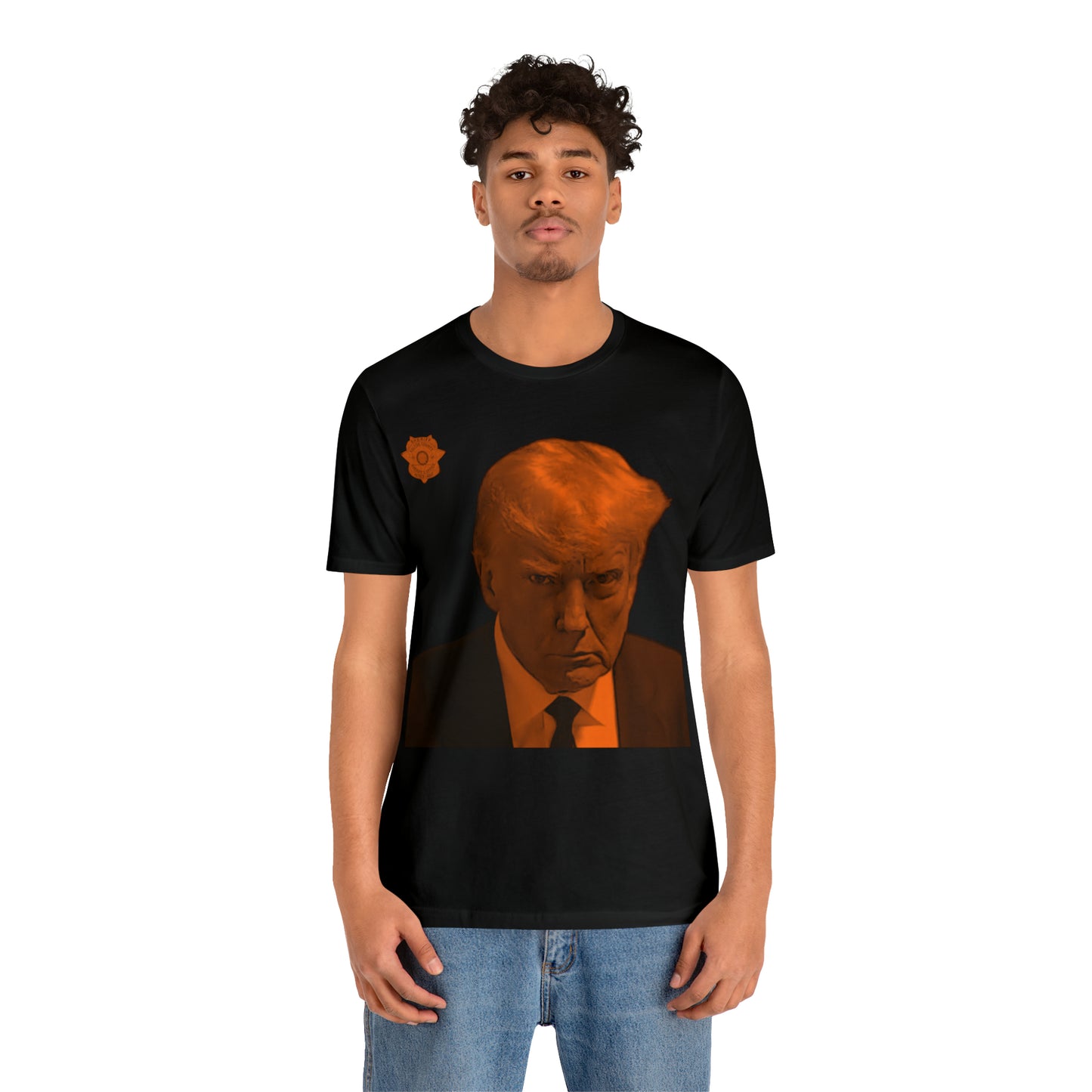 Orange Steel Trump Mug Shot Unisex Jersey Short Sleeve Tee