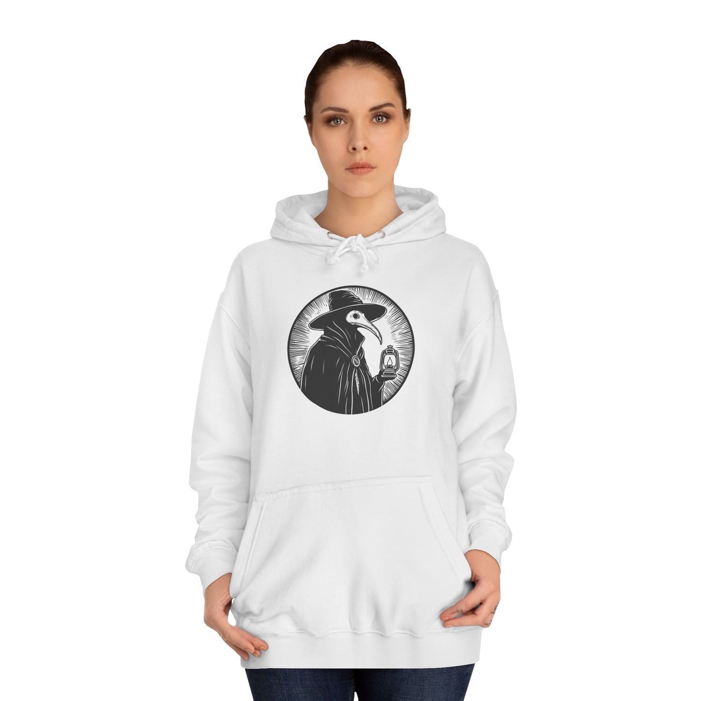 Decode The Left Plague Doctor Unisex College Hoodie