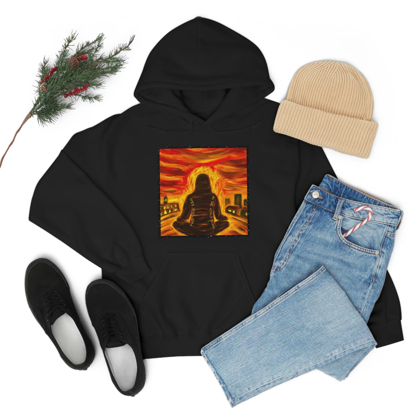 Find Your Zen As The World Burns Unisex Heavy Blend™ Hooded Sweatshirt