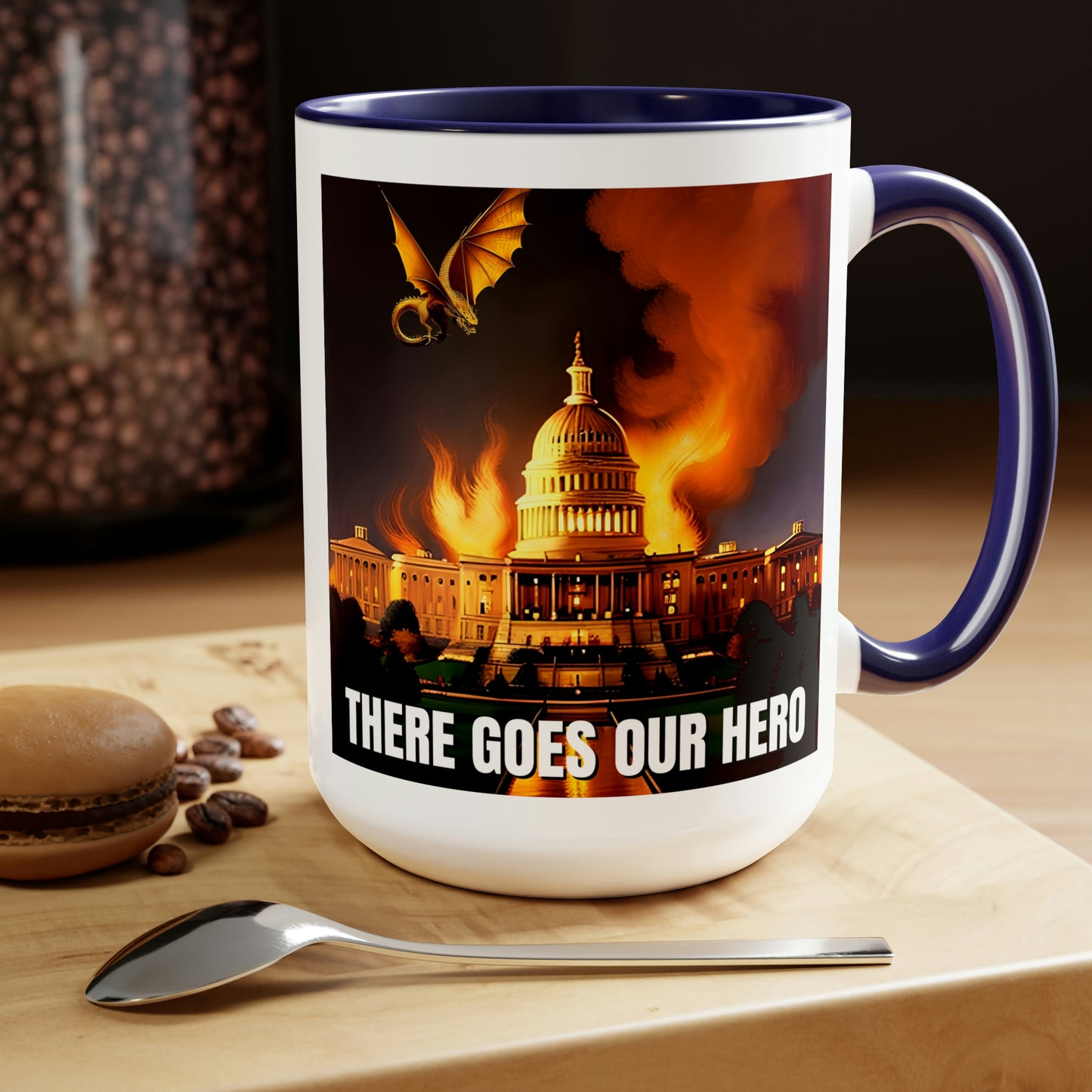 There Goes Our Hero Two-Tone Coffee Mugs, 15oz