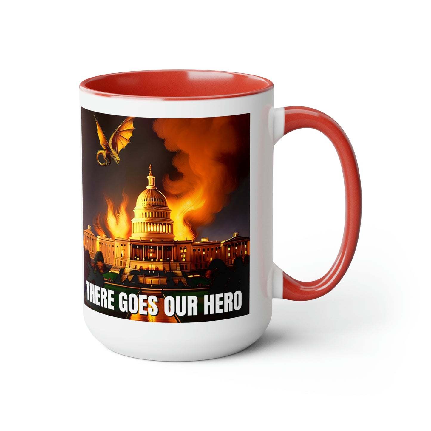There Goes Our Hero Two-Tone Coffee Mugs, 15oz