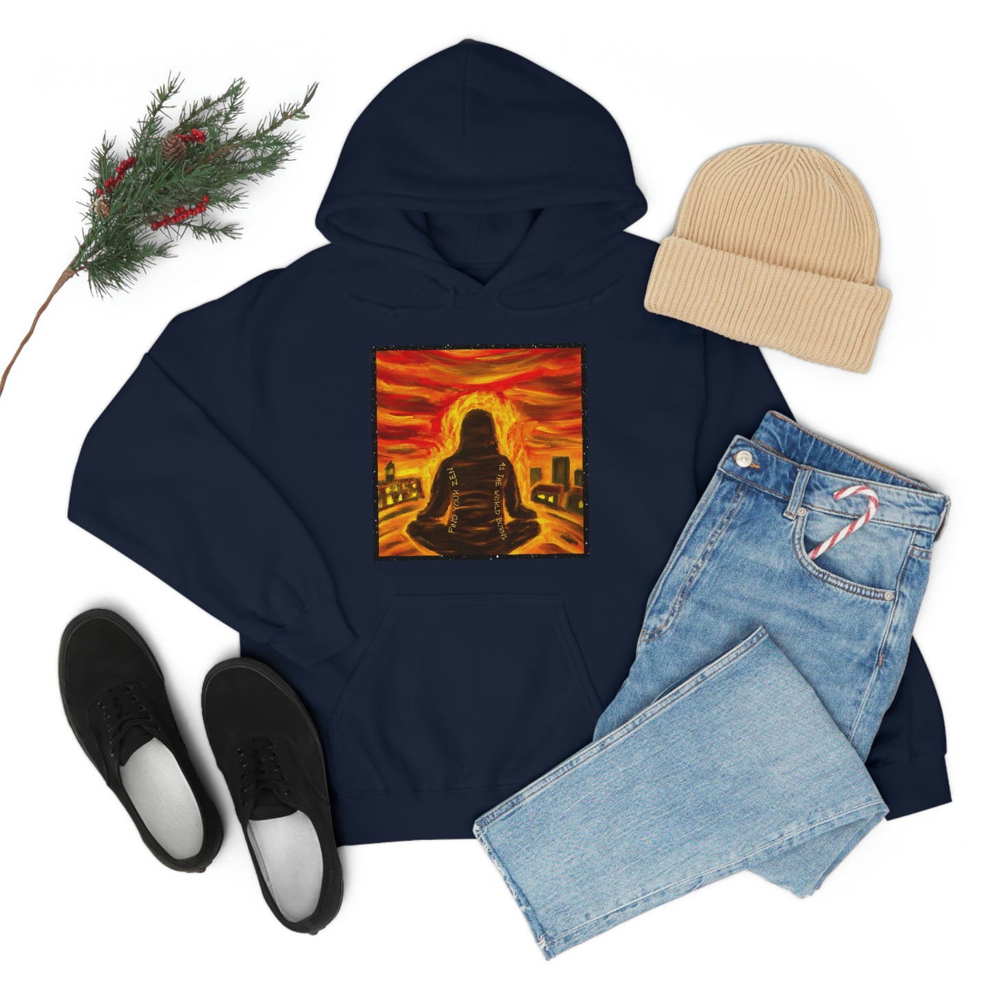 Find Your Zen As The World Burns Unisex Heavy Blend™ Hooded Sweatshirt
