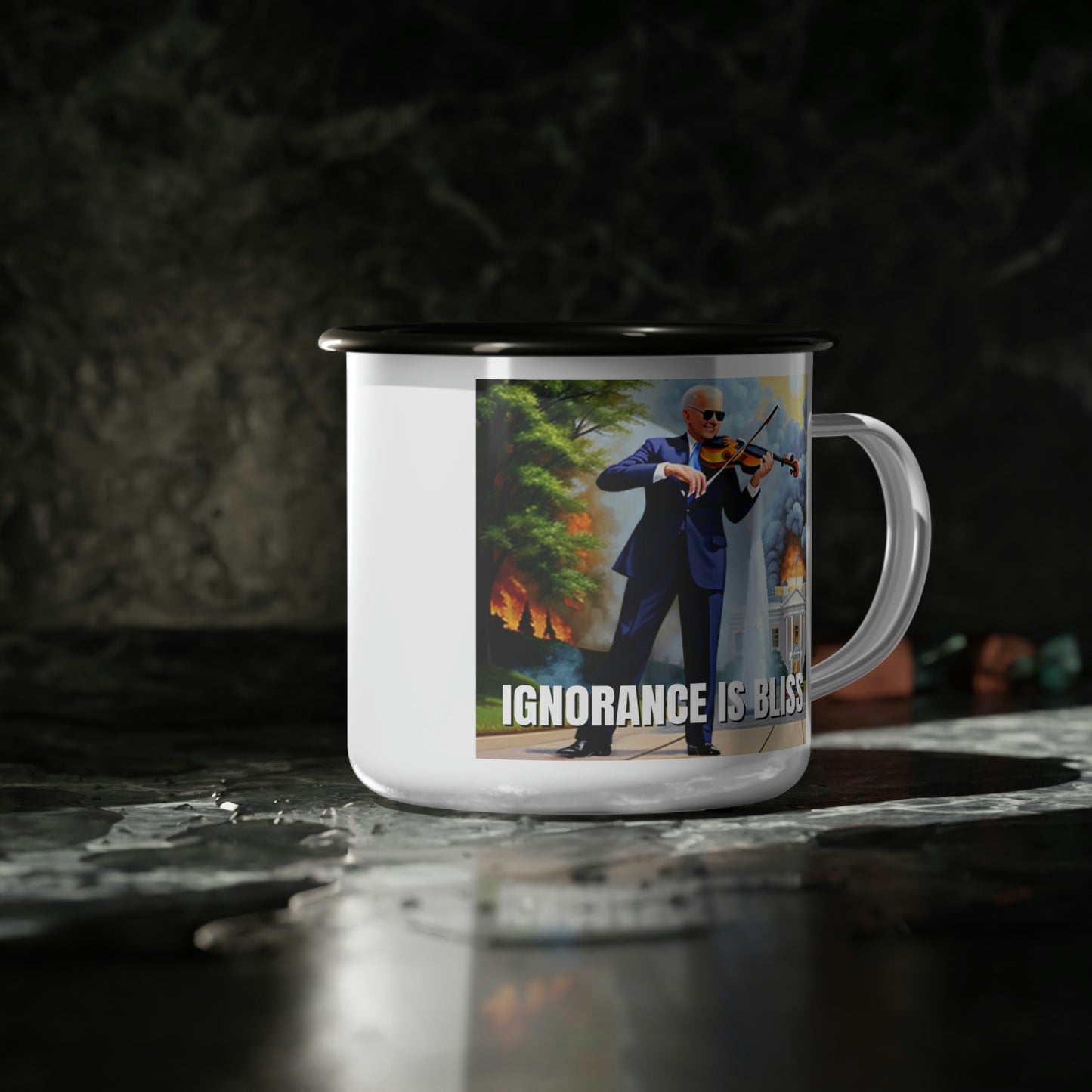 Ignorance Is Bliss Biden Enamel Camp Cup