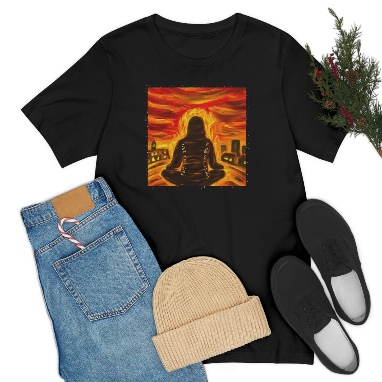 Find Your Zen As The World Burns Unisex Jersey Short Sleeve Tee