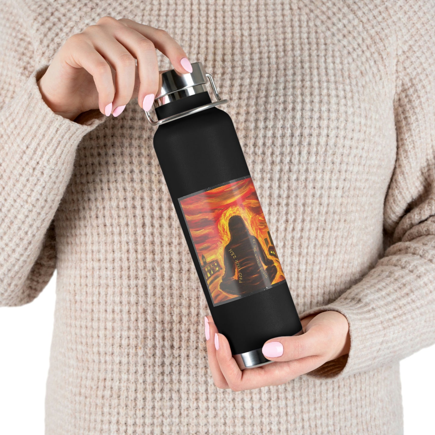 Find Your Zen As The World Burns Copper Vacuum Insulated Bottle, 22oz