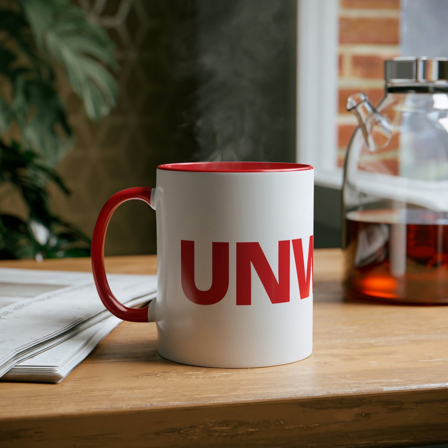 UNWOKE Red Two-Tone Coffee Mugs, 11oz