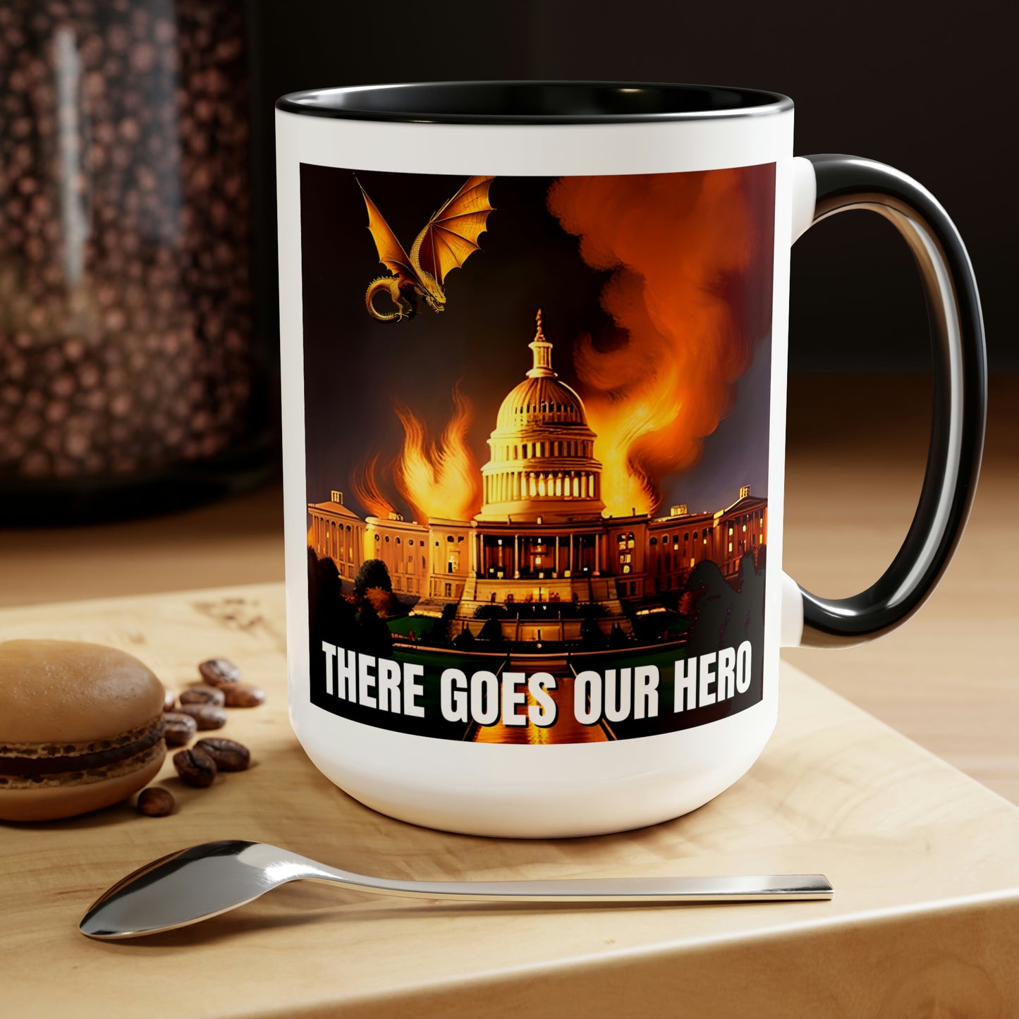 There Goes Our Hero Two-Tone Coffee Mugs, 15oz