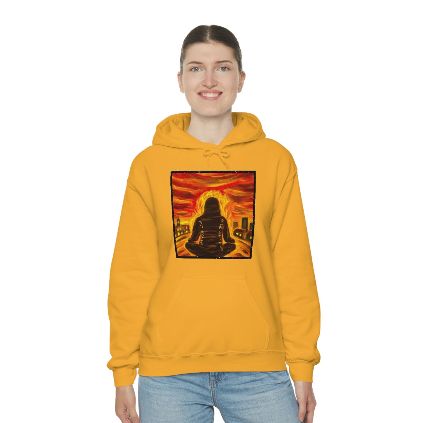 Find Your Zen As The World Burns Unisex Heavy Blend™ Hooded Sweatshirt