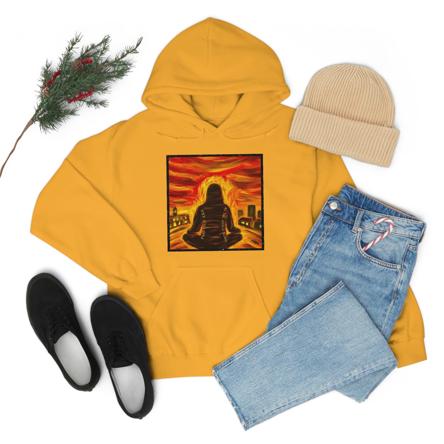 Find Your Zen As The World Burns Unisex Heavy Blend™ Hooded Sweatshirt