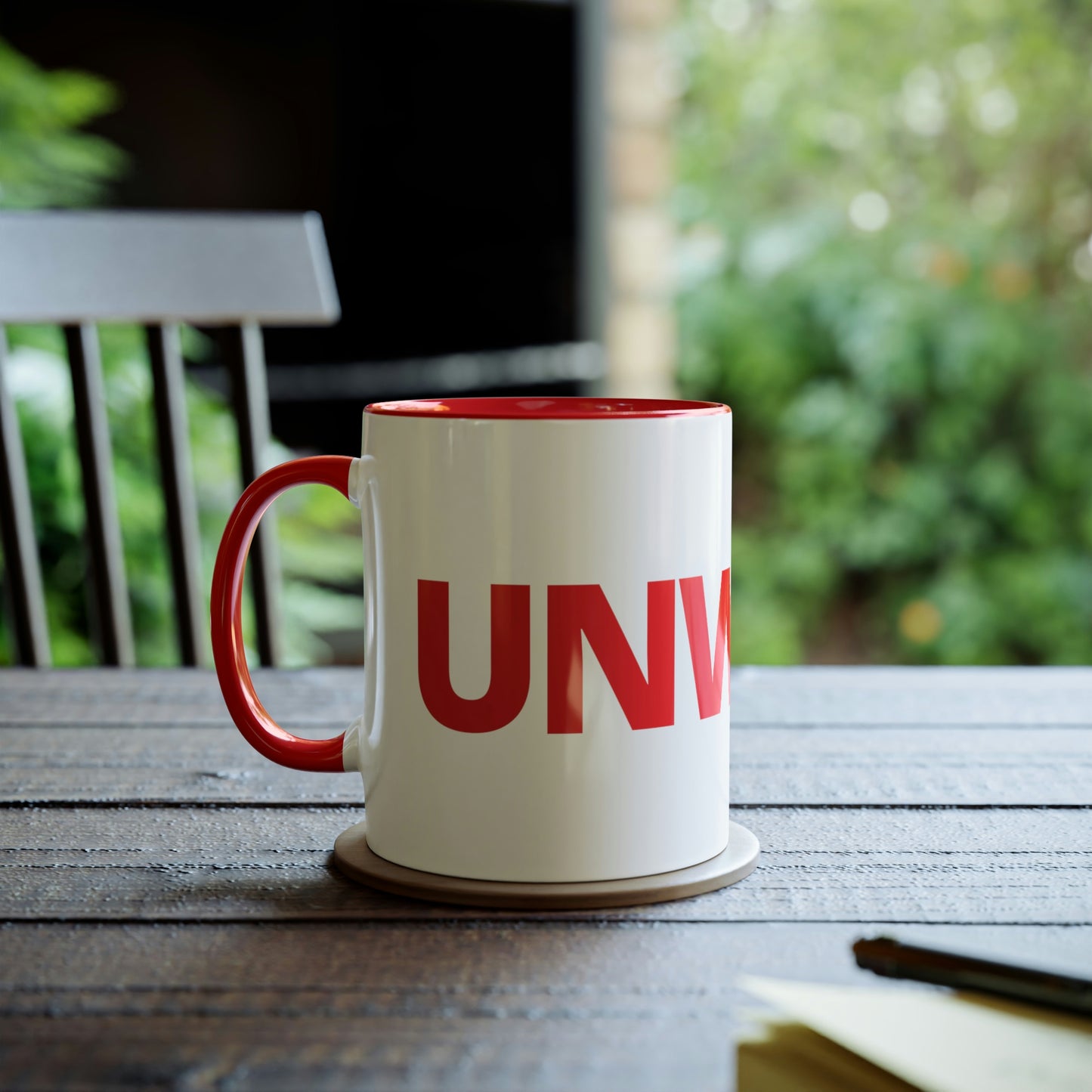 UNWOKE Red Two-Tone Coffee Mugs, 11oz