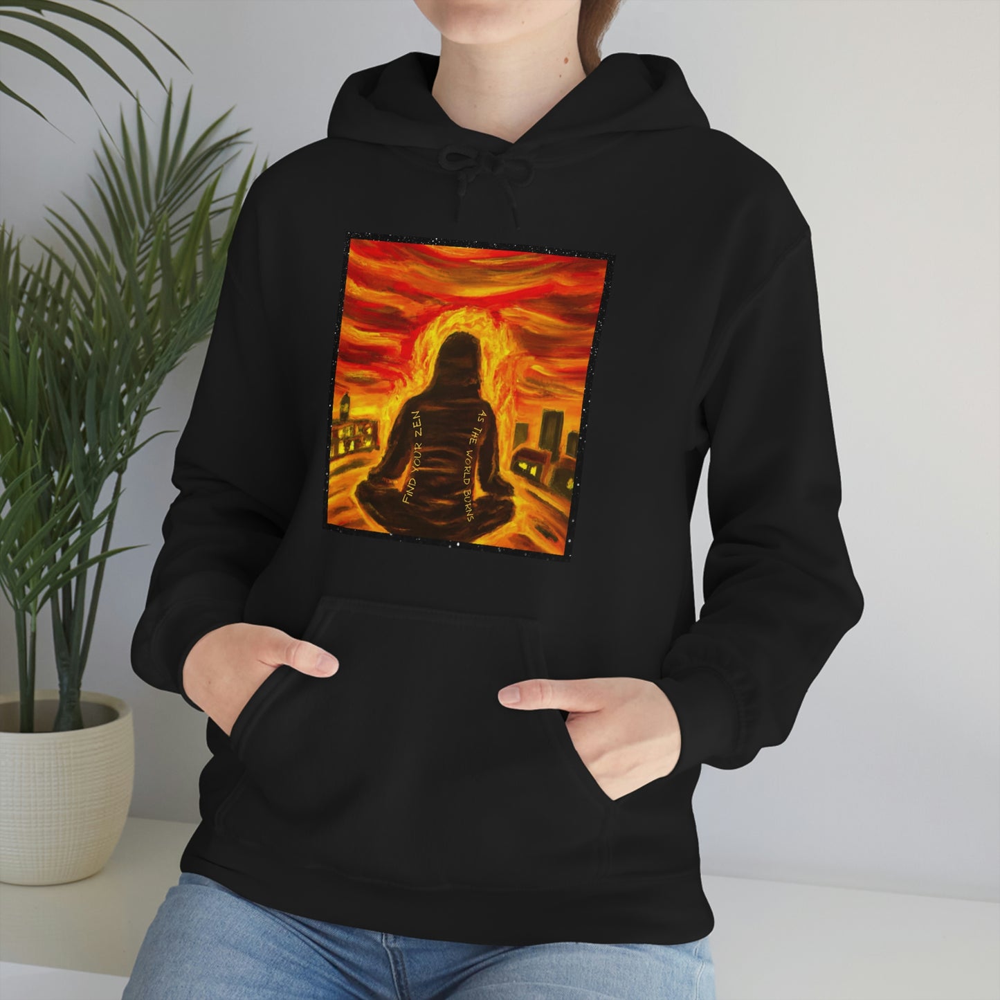 Find Your Zen As The World Burns Unisex Heavy Blend™ Hooded Sweatshirt