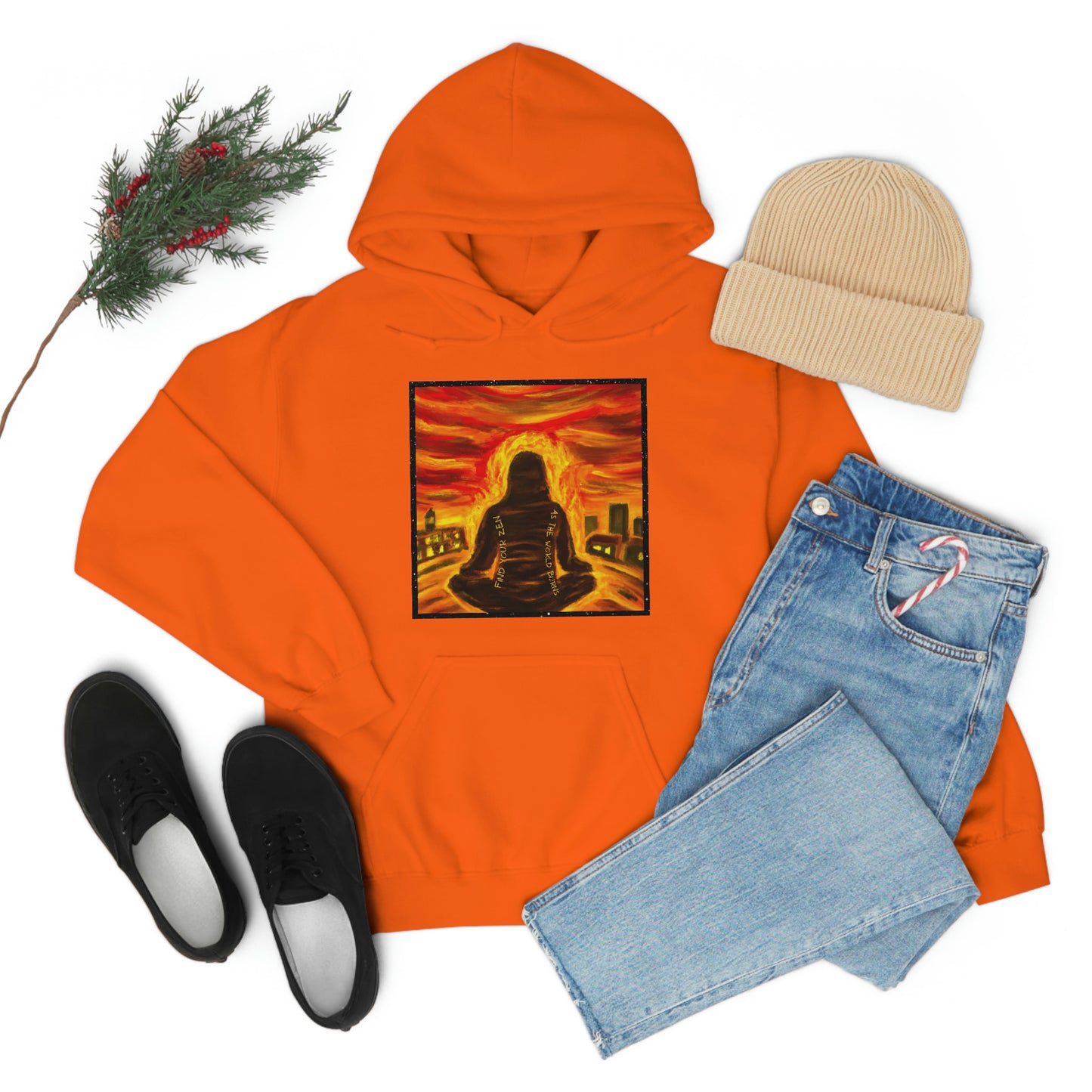 Find Your Zen As The World Burns Unisex Heavy Blend™ Hooded Sweatshirt