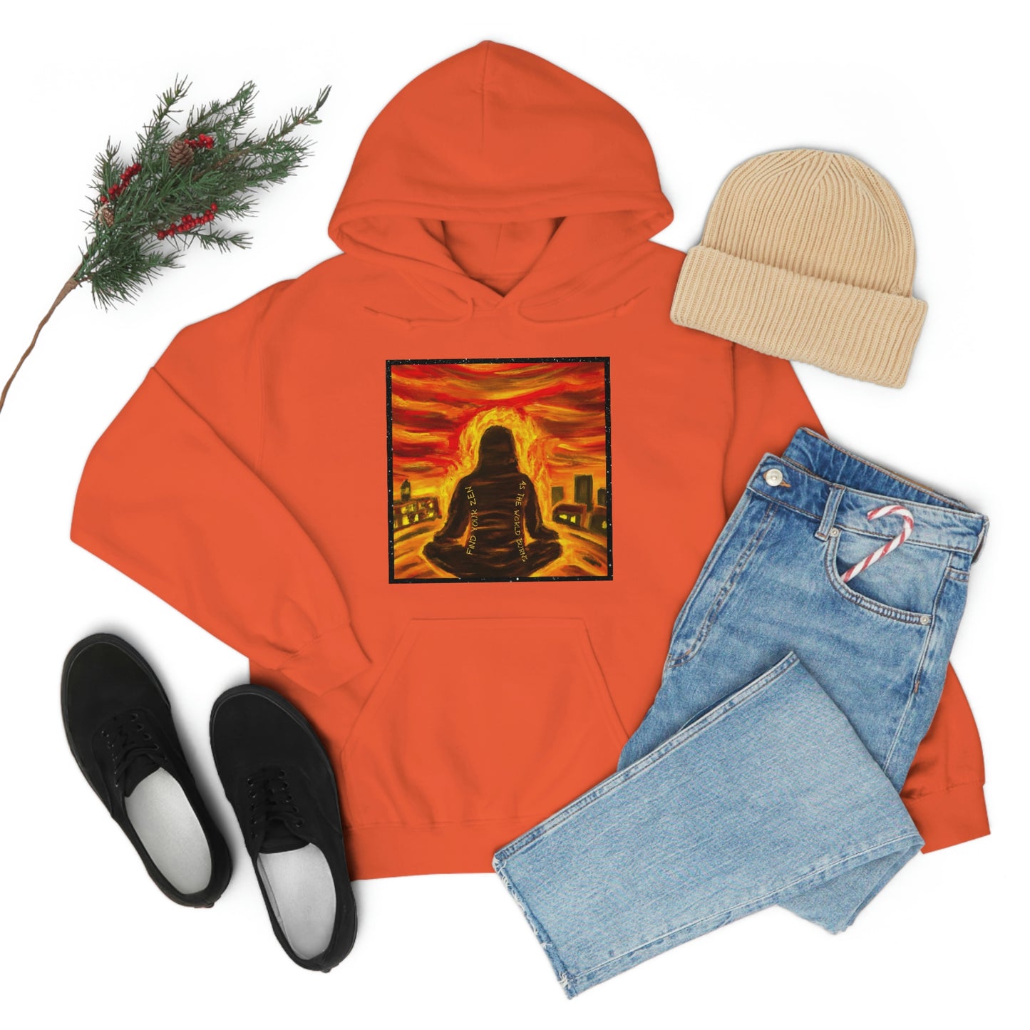 Find Your Zen As The World Burns Unisex Heavy Blend™ Hooded Sweatshirt