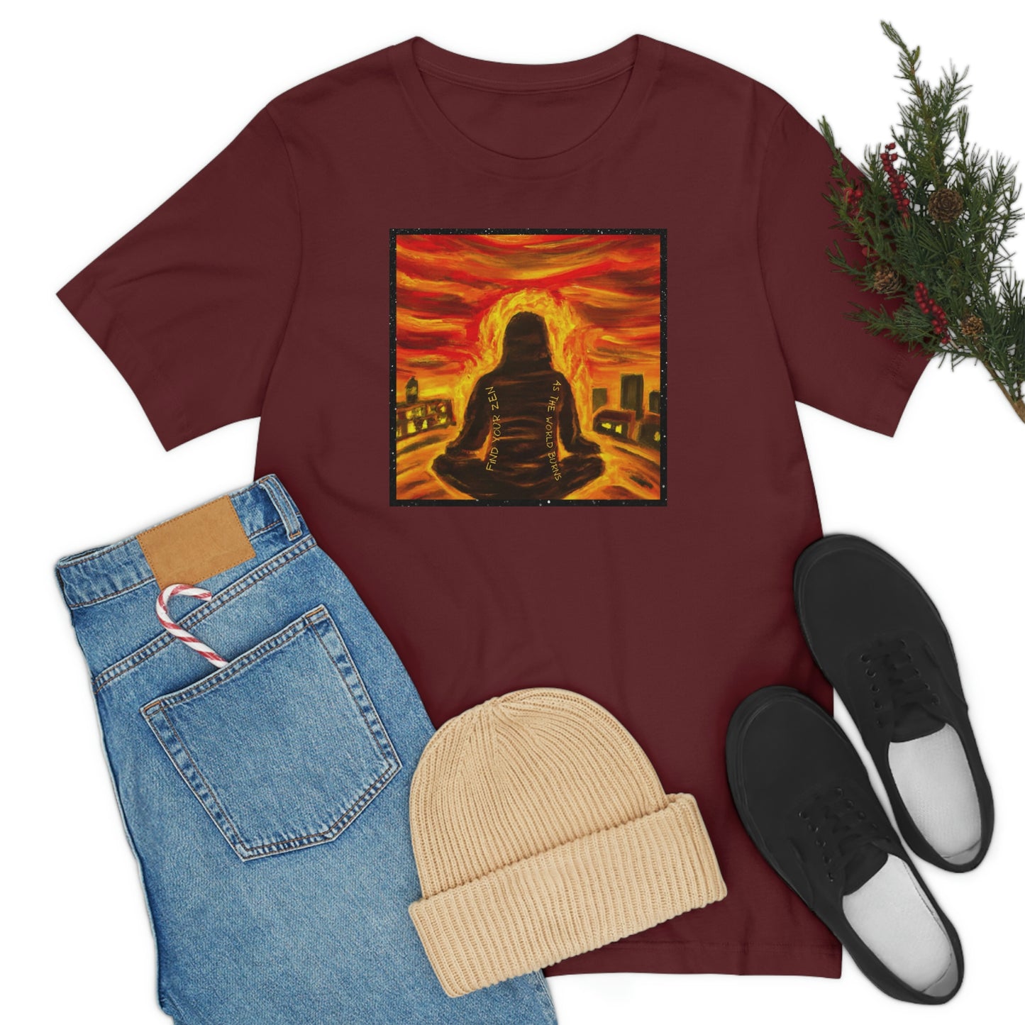 Find Your Zen As The World Burns Unisex Jersey Short Sleeve Tee