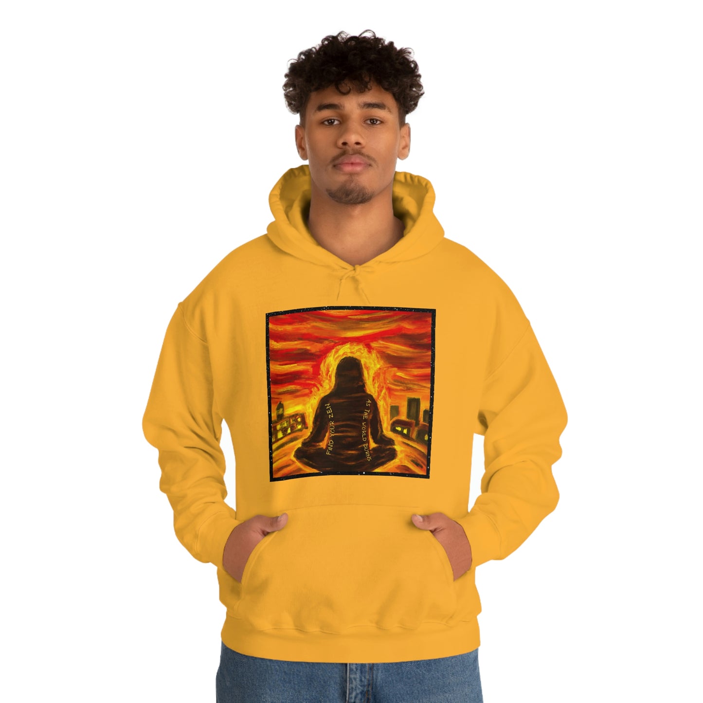 Find Your Zen As The World Burns Unisex Heavy Blend™ Hooded Sweatshirt