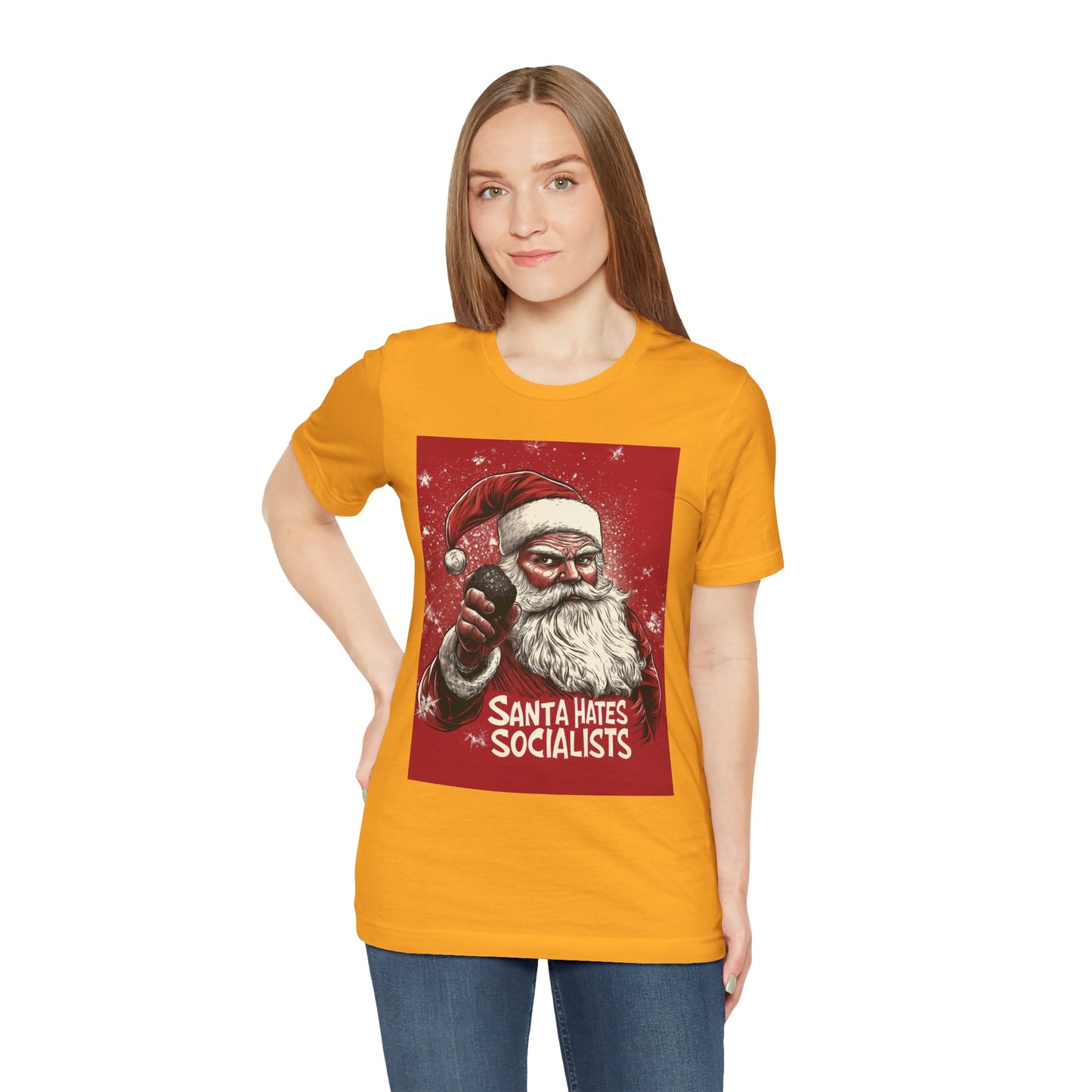 Santa Hates Socialists Unisex Jersey Short Sleeve Tee