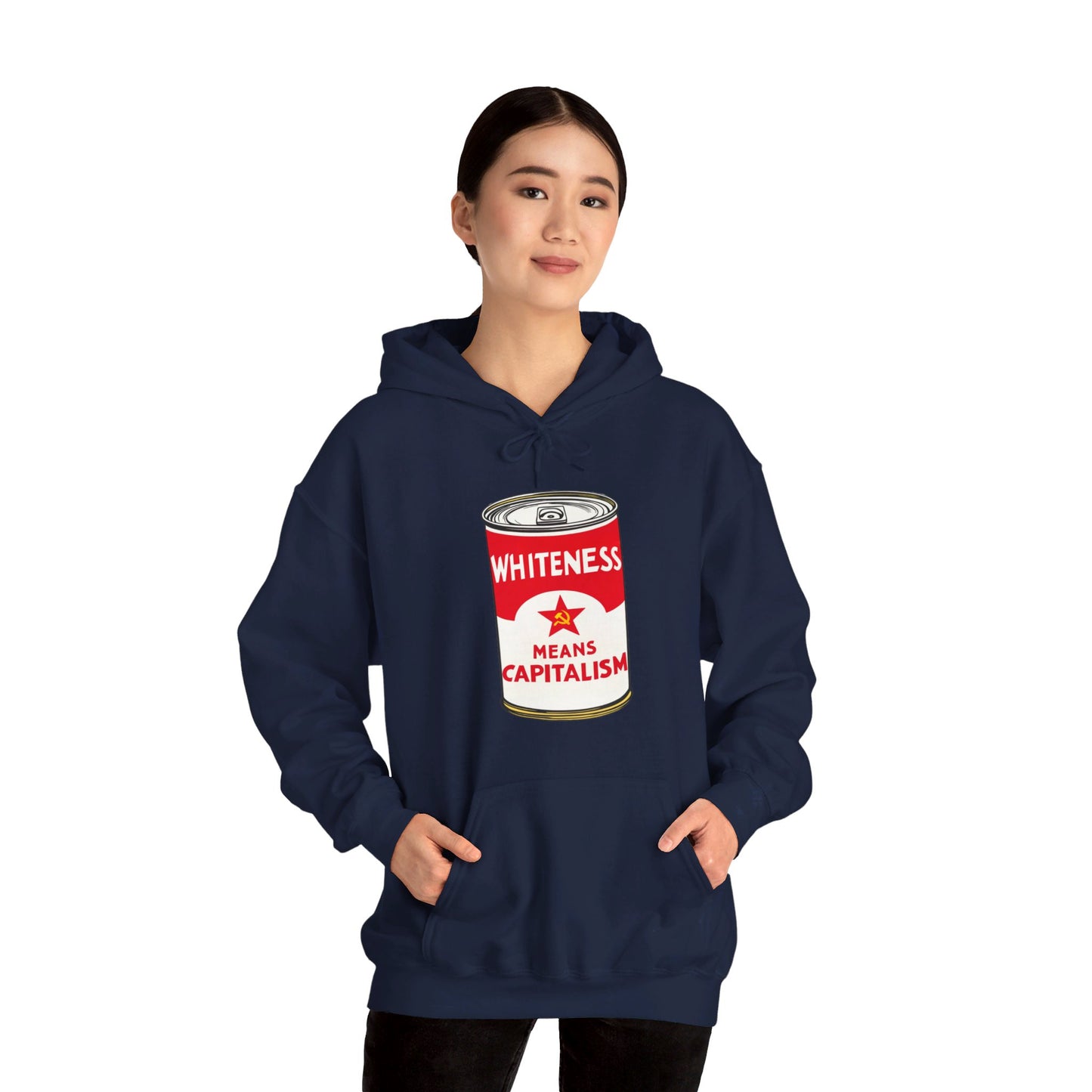 Whiteness Means Capitalism Soup Can Unisex Heavy Blend™ Hooded Sweatshirt