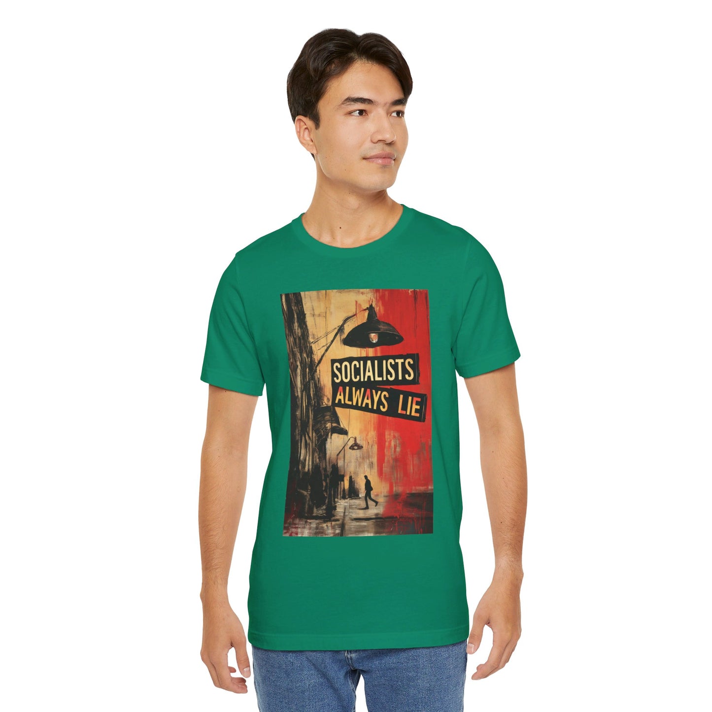 Socialists Always Lie - City Scene, Unisex Jersey Short Sleeve Tee