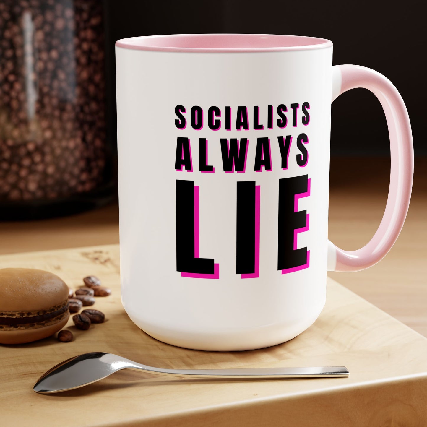 Socialists Always Lie Two-Tone Coffee Mugs, 15oz