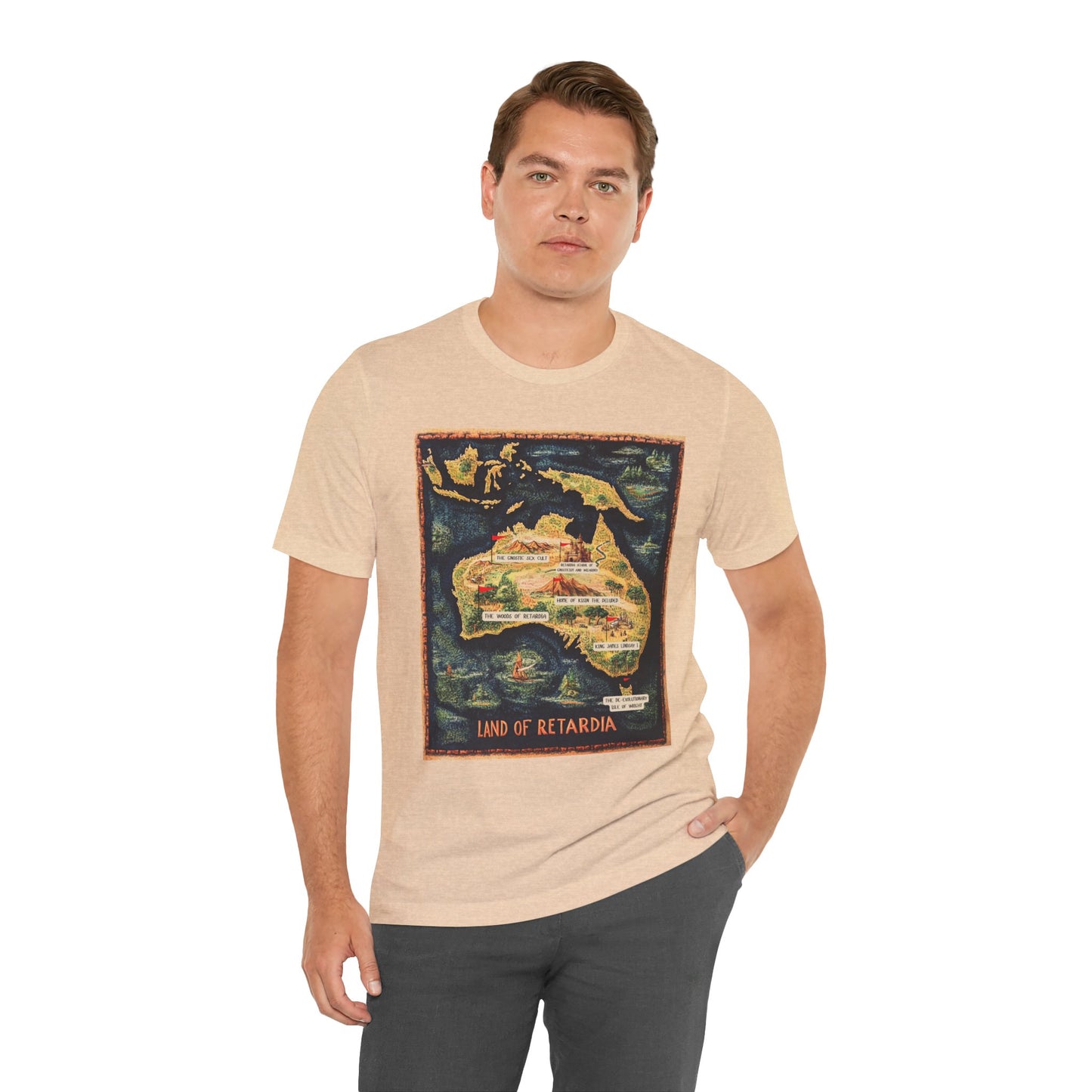 The Map of the Land of Retardia Unisex Jersey Short Sleeve Tee