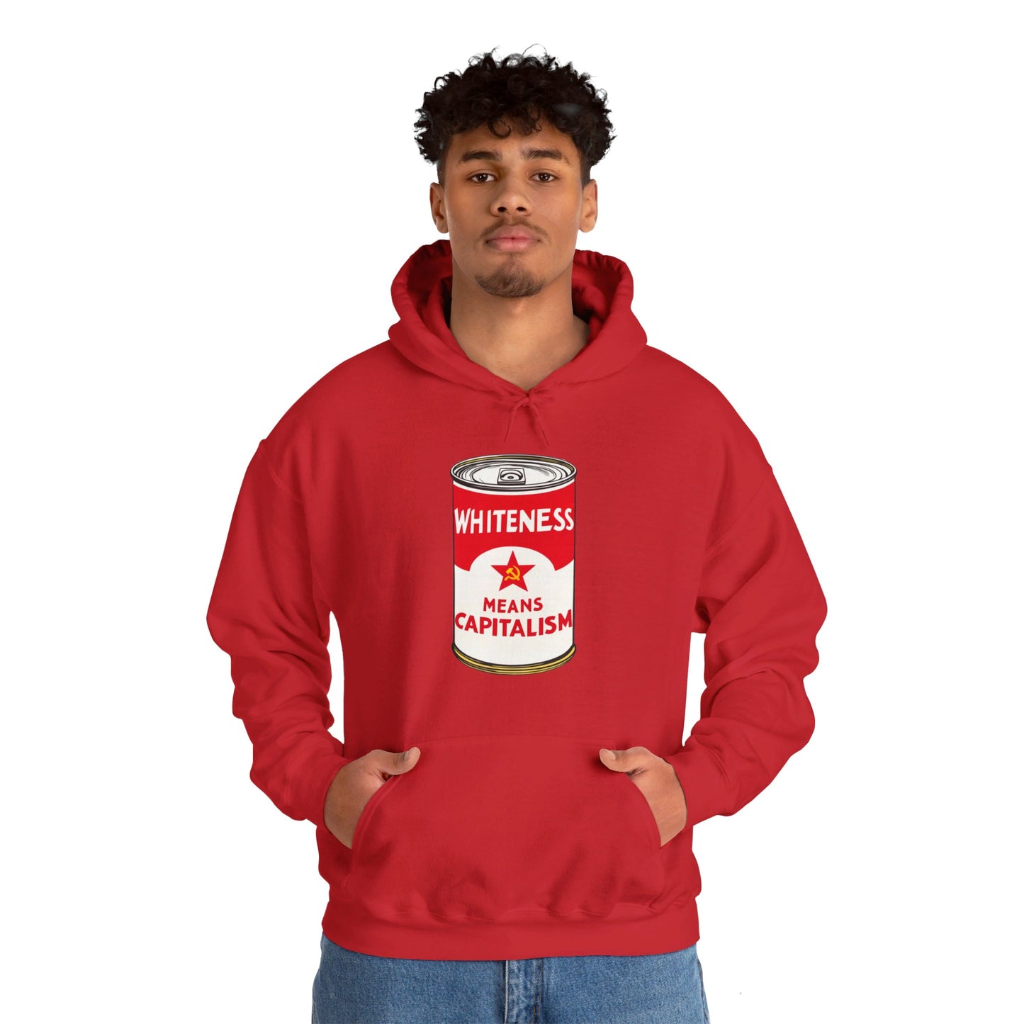 Whiteness Means Capitalism Soup Can Unisex Heavy Blend™ Hooded Sweatshirt